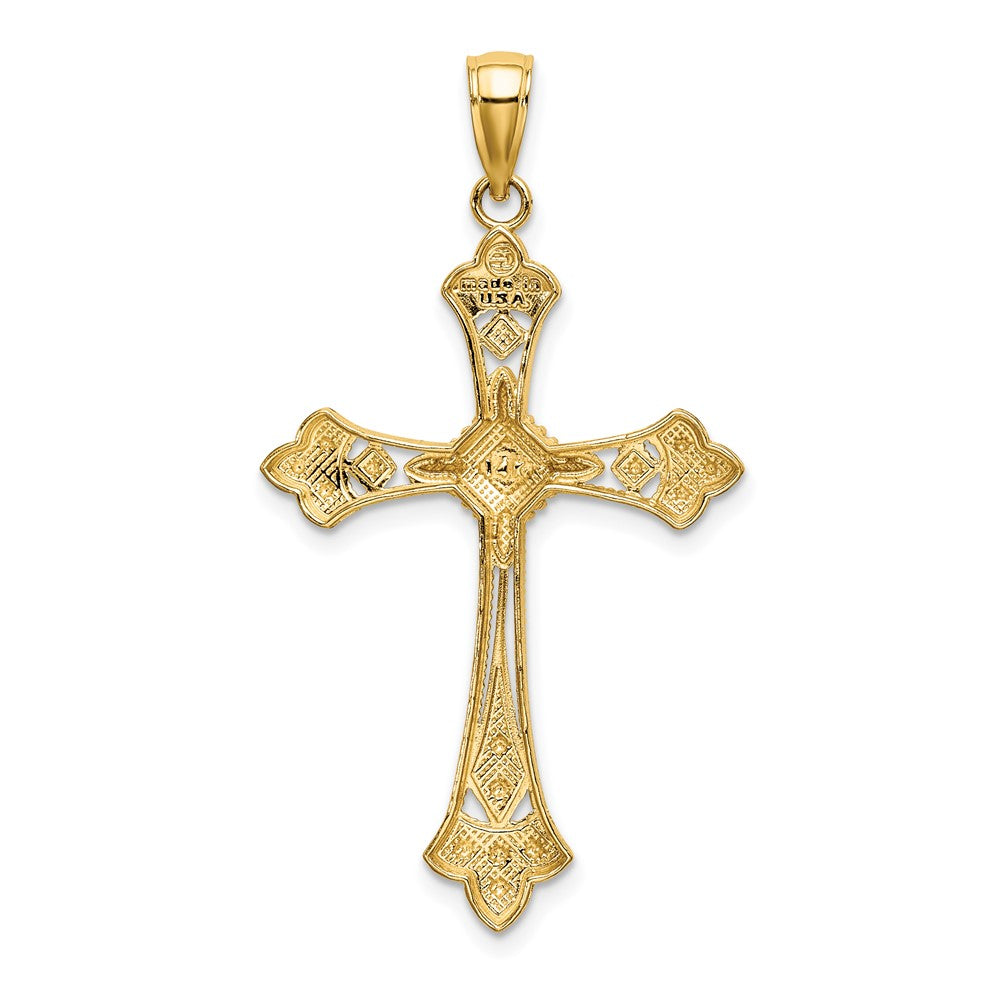 FJC Finejewelers 10 kt Yellow Gold W/ Rhodium Bright Cut Edges Cross Charm 33 x 24 mm