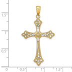 FJC Finejewelers 10 kt Yellow Gold W/ Rhodium Bright Cut Edges Cross Charm 33 x 24 mm