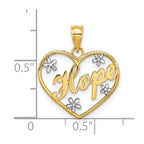 FJC Finejewelers 10 kt Yellow Gold with Rhodium Hope In Heart with Flowers Charm 20 x 18 mm