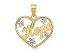 FJC Finejewelers 10 kt Yellow Gold with Rhodium Hope In Heart with Flowers Charm 20 x 18 mm