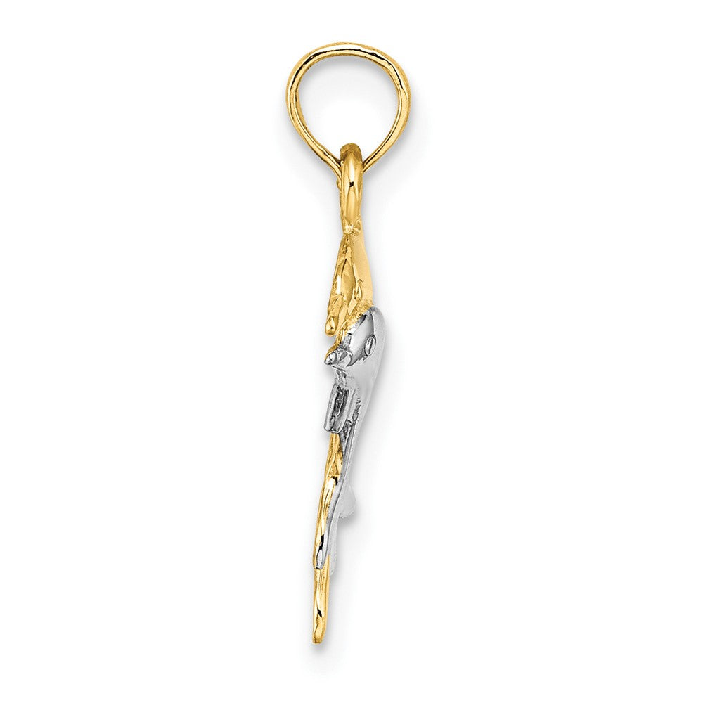 FJC Finejewelers 10 kt Yellow Gold with Rhodium 2-D Polished Dolphins Charm 9 x 17 mm