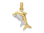 FJC Finejewelers 10 kt Yellow Gold with Rhodium 2-D Polished Dolphins Charm 9 x 17 mm