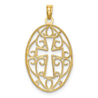 FJC Finejewelers 10 kt Yellow Gold with Rhodium Beaded Filigree Cross Charm 28 x 16 mm