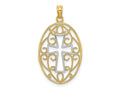 FJC Finejewelers 10 kt Yellow Gold with Rhodium Beaded Filigree Cross Charm 28 x 16 mm