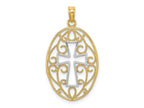 FJC Finejewelers 10 kt Yellow Gold with Rhodium Beaded Filigree Cross Charm 28 x 16 mm