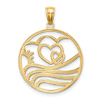 FJC Finejewelers 10 kt Yellow Gold with Rhodium Sun, Hearts ,Water Circle Charm 22 x 22 mm