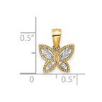 FJC Finejewelers 10 kt Yellow Gold with Rhodium Mini Bright Cut Butterfly Charm 12 x 10 mm