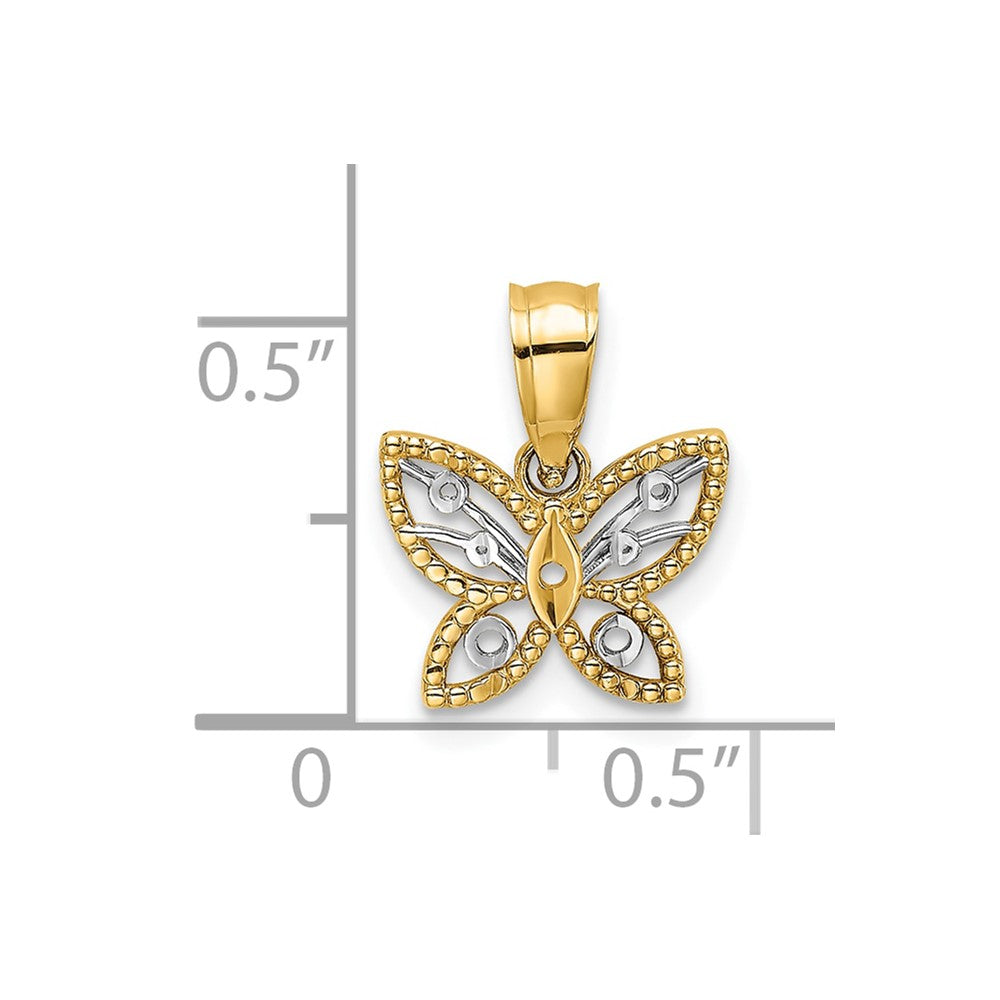 FJC Finejewelers 10 kt Yellow Gold with Rhodium Mini Bright Cut Butterfly Charm 12 x 10 mm