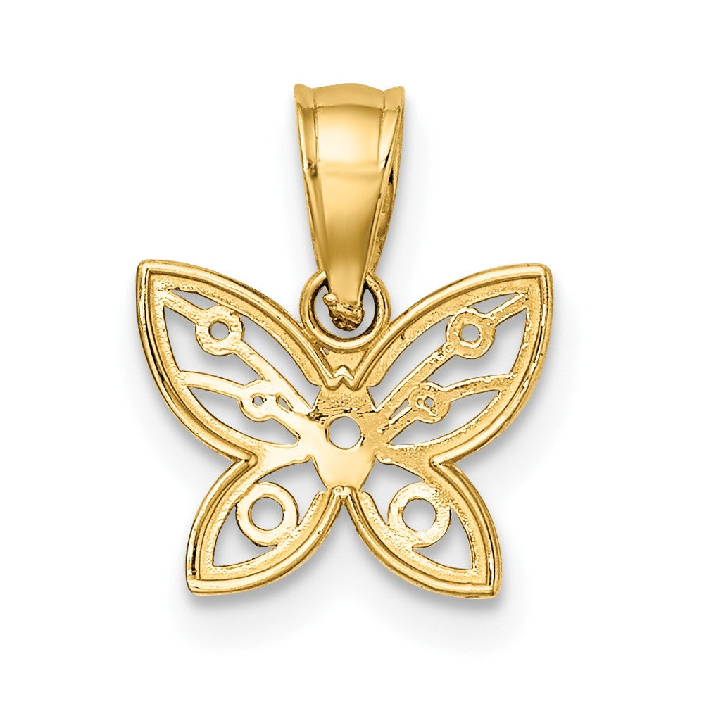 FJC Finejewelers 10 kt Yellow Gold with Rhodium Mini Bright Cut Butterfly Charm 12 x 10 mm