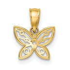 FJC Finejewelers 10 kt Yellow Gold with Rhodium Mini Bright Cut Butterfly Charm 12 x 10 mm