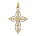 FJC Finejewelers 10 kt Yellow Gold W/ Rhodium Beaded Cross Charm 22 x 18 mm