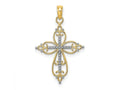 FJC Finejewelers 10 kt Yellow Gold W/ Rhodium Beaded Cross Charm 22 x 18 mm