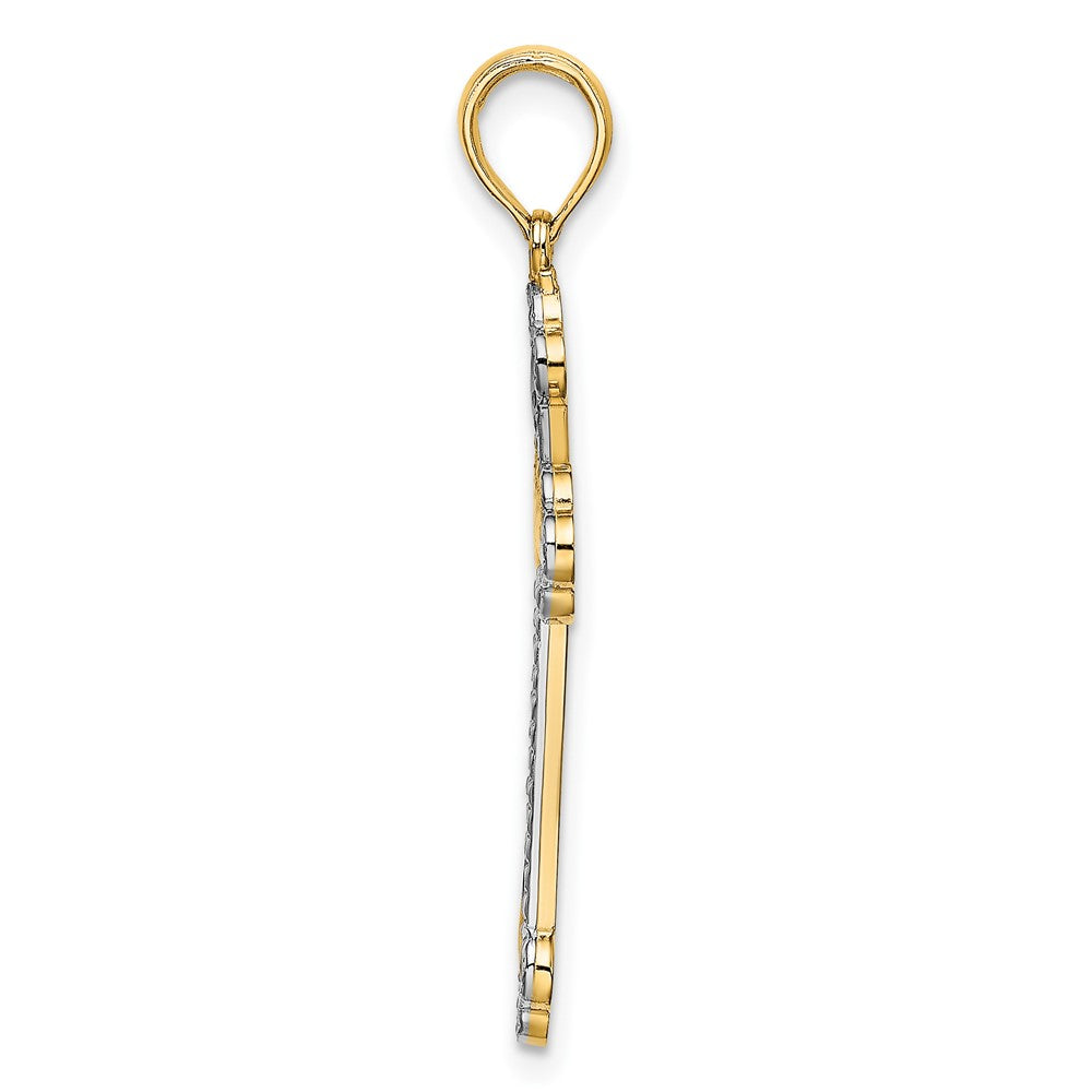 FJC Finejewelers 10 kt Yellow Gold W/ Rhodium Bright Cut Reversible Cross Charm 30 x 17 mm