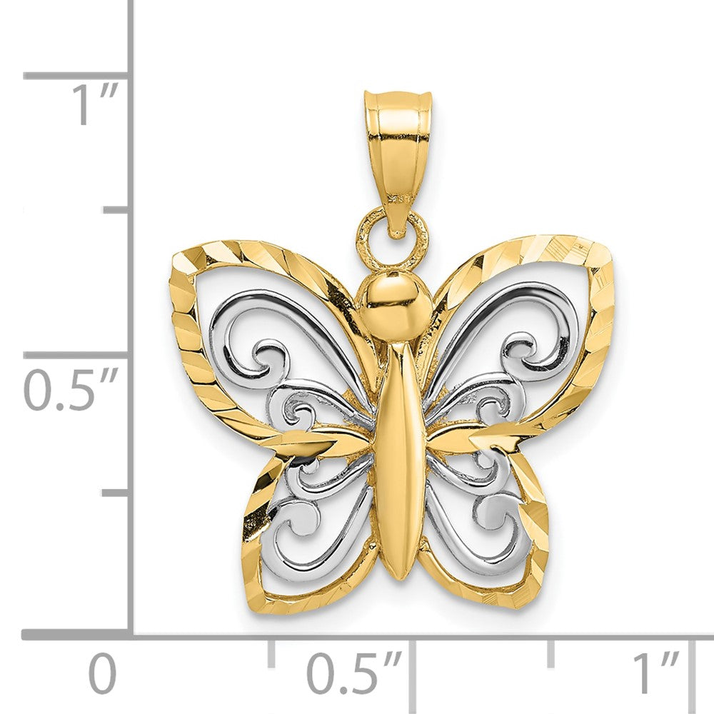 FJC Finejewelers 10 kt Yellow Gold with Rhodium Bright Cut Butterfly Charm 19 x 18 mm