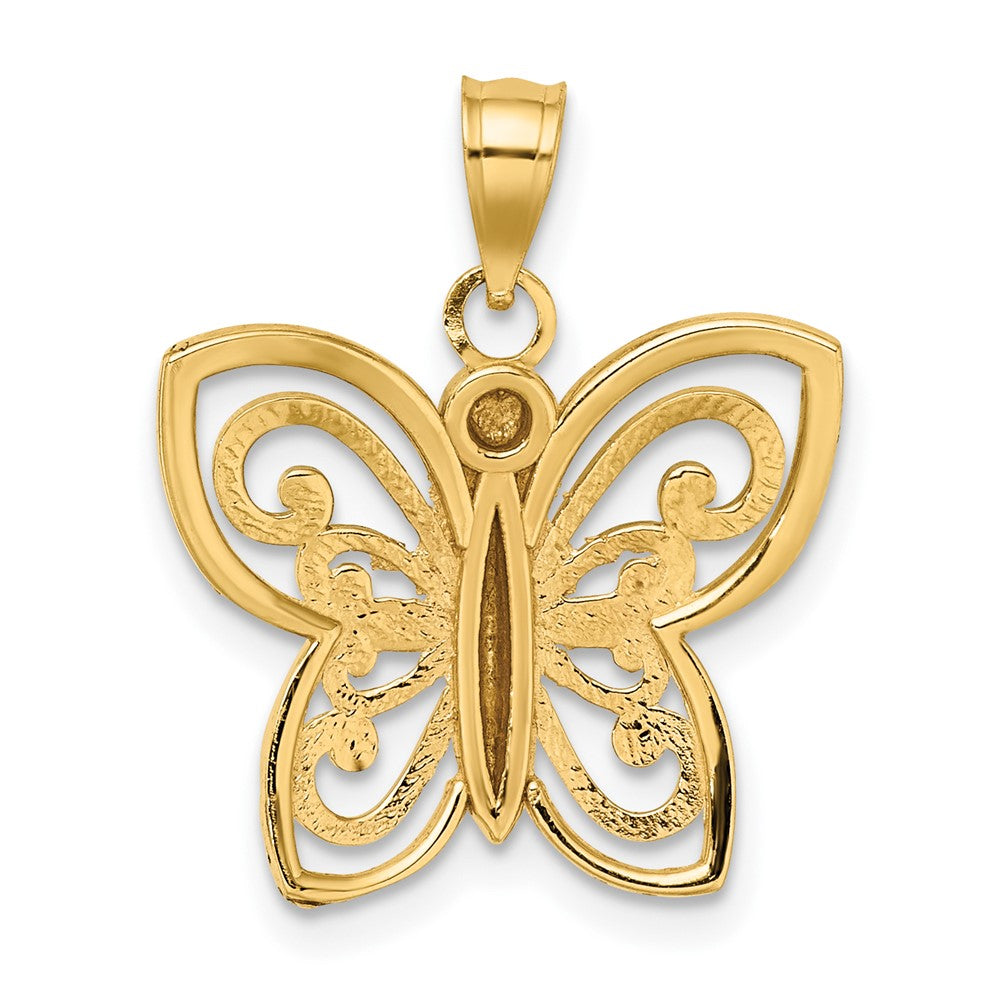 FJC Finejewelers 10 kt Yellow Gold with Rhodium Bright Cut Butterfly Charm 19 x 18 mm