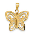 FJC Finejewelers 10 kt Yellow Gold with Rhodium Bright Cut Butterfly Charm 19 x 18 mm