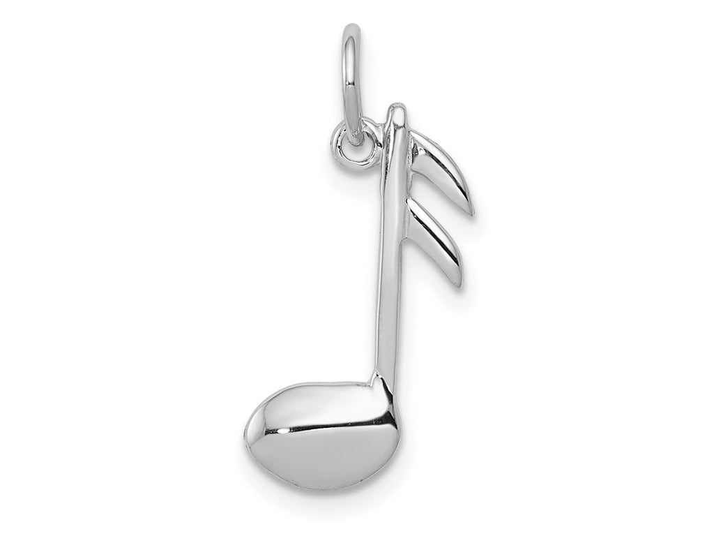 FJC Finejewelers 10 kt White Gold Themed Polished Flat-Backed Musical Note Charm 21 mm x 10 mm