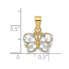 FJC Finejewelers 10 kt Yellow Gold with Rhodium Bright Cut Butterfly Charm 12 x 12 mm