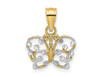 FJC Finejewelers 10 kt Yellow Gold with Rhodium Bright Cut Butterfly Charm 12 x 12 mm