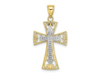 FJC Finejewelers 10 kt Two Tone Gold Two-tone 2-D and Bright Cut Beaded Filigree Cross Charm 24 x 18 mm