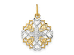 FJC Finejewelers 10 kt Yellow Gold with Rhodium Center Flower and Heart Charm 23 x 16 mm