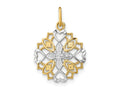 FJC Finejewelers 10 kt Yellow Gold with Rhodium Center Flower and Heart Charm 23 x 16 mm