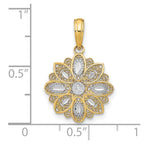 FJC Finejewelers 10 kt Yellow Gold with Rhodium and Bright Cut Filigree Flower Charm 16 x 15 mm