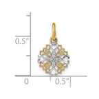 FJC Finejewelers 10 kt Yellow Gold with Rhodium Cut-Out Heart Edge Flower Charm 16 x 10 mm