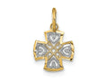 FJC Finejewelers 10 kt Yellow Gold with Rhodium and Bright Cut Hearts In Cross Charm 11 x 10 mm