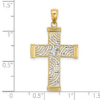 FJC Finejewelers 10 kt Yellow Gold W/ Rhodium Bright Cut and Cut-Out Cross Charm 29 mm