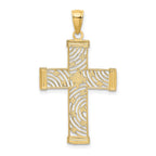 FJC Finejewelers 10 kt Yellow Gold W/ Rhodium Bright Cut and Cut-Out Cross Charm 29 mm