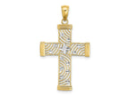 FJC Finejewelers 10 kt Yellow Gold W/ Rhodium Bright Cut and Cut-Out Cross Charm 29 mm
