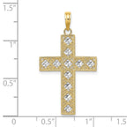 FJC Finejewelers 10 kt Yellow Gold W/ Rhodium Bright Cut and Cut-Out Cross Charm 28 mm
