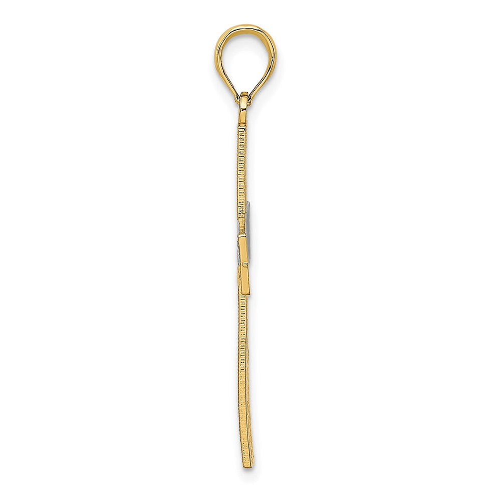 FJC Finejewelers 10 kt Yellow Gold W/ Rhodium Bright Cut and Cut-Out Cross Charm 28 mm
