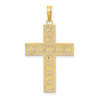 FJC Finejewelers 10 kt Yellow Gold W/ Rhodium Bright Cut and Cut-Out Cross Charm 28 mm