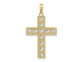 FJC Finejewelers 10 kt Yellow Gold W/ Rhodium Bright Cut and Cut-Out Cross Charm 28 mm