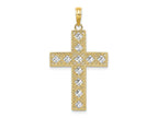 FJC Finejewelers 10 kt Yellow Gold W/ Rhodium Bright Cut and Cut-Out Cross Charm 28 mm