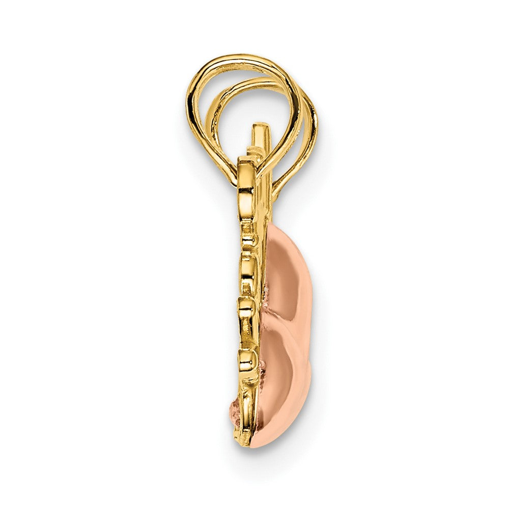 FJC Finejewelers 10 kt Two Tone Gold Two-Tone MOTHER and DAUGHTER Break-Apart Hearts Charm 18 x 24 mm