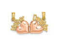 FJC Finejewelers 10 kt Two Tone Gold Two-Tone MOTHER and DAUGHTER Break-Apart Hearts Charm 18 x 24 mm
