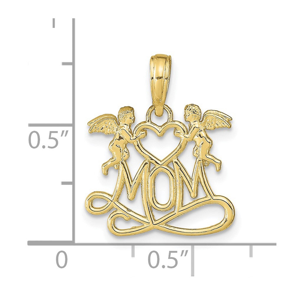 FJC Finejewelers 10 kt Yellow Gold Polished MOM with Heart and Angels Charm 18 x 16 mm