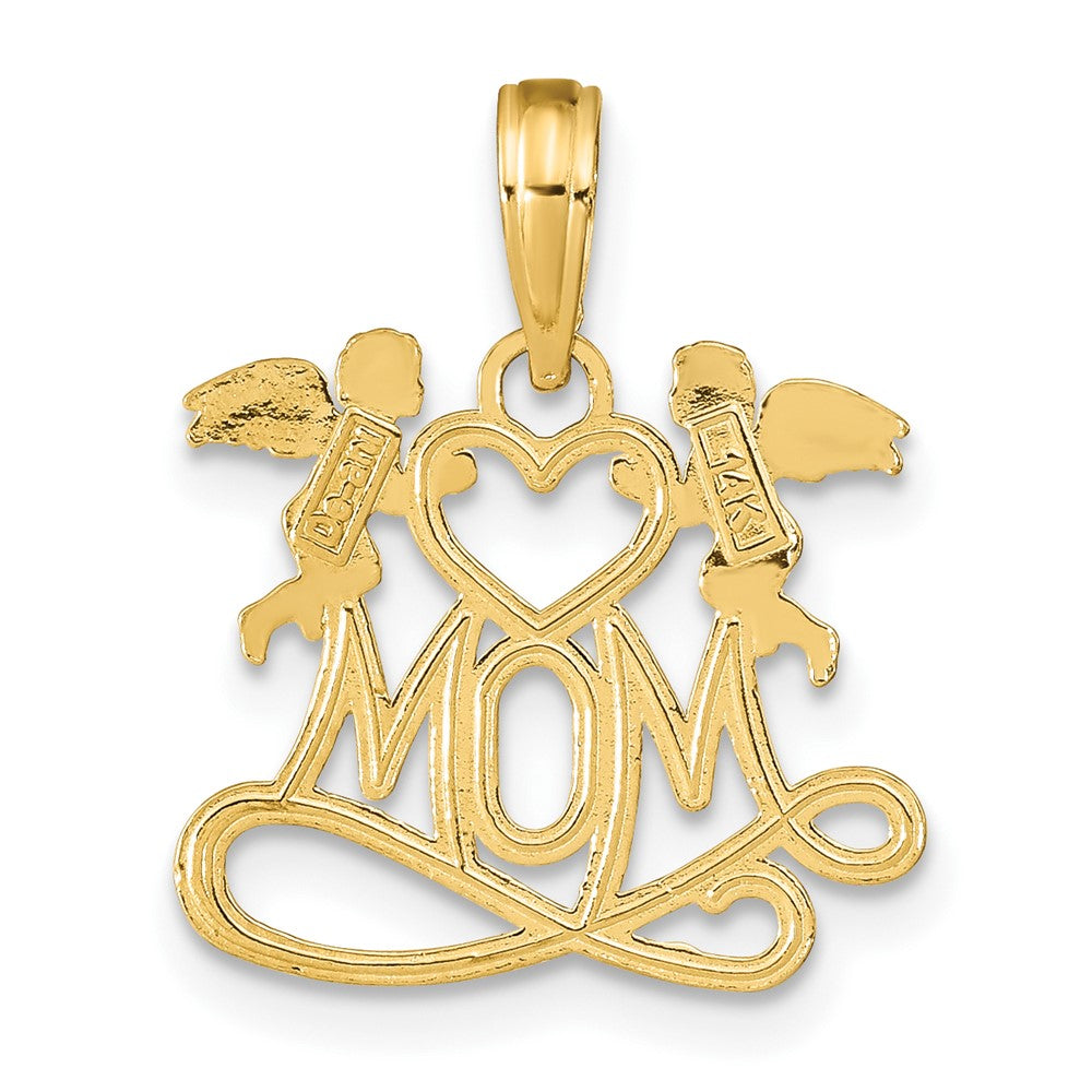 FJC Finejewelers 10 kt Yellow Gold Polished MOM with Heart and Angels Charm 18 x 16 mm