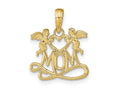 FJC Finejewelers 10 kt Yellow Gold Polished MOM with Heart and Angels Charm 18 x 16 mm