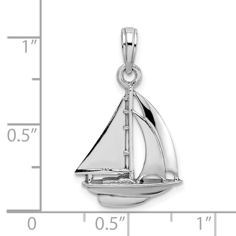 FJC Finejewelers 10 kt White Gold Themed Polished 3-D Sailboat Charm 23.8 mm x 15.4 mm