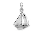 FJC Finejewelers 10 kt White Gold Themed Polished 3-D Sailboat Charm 23.8 mm x 15.4 mm