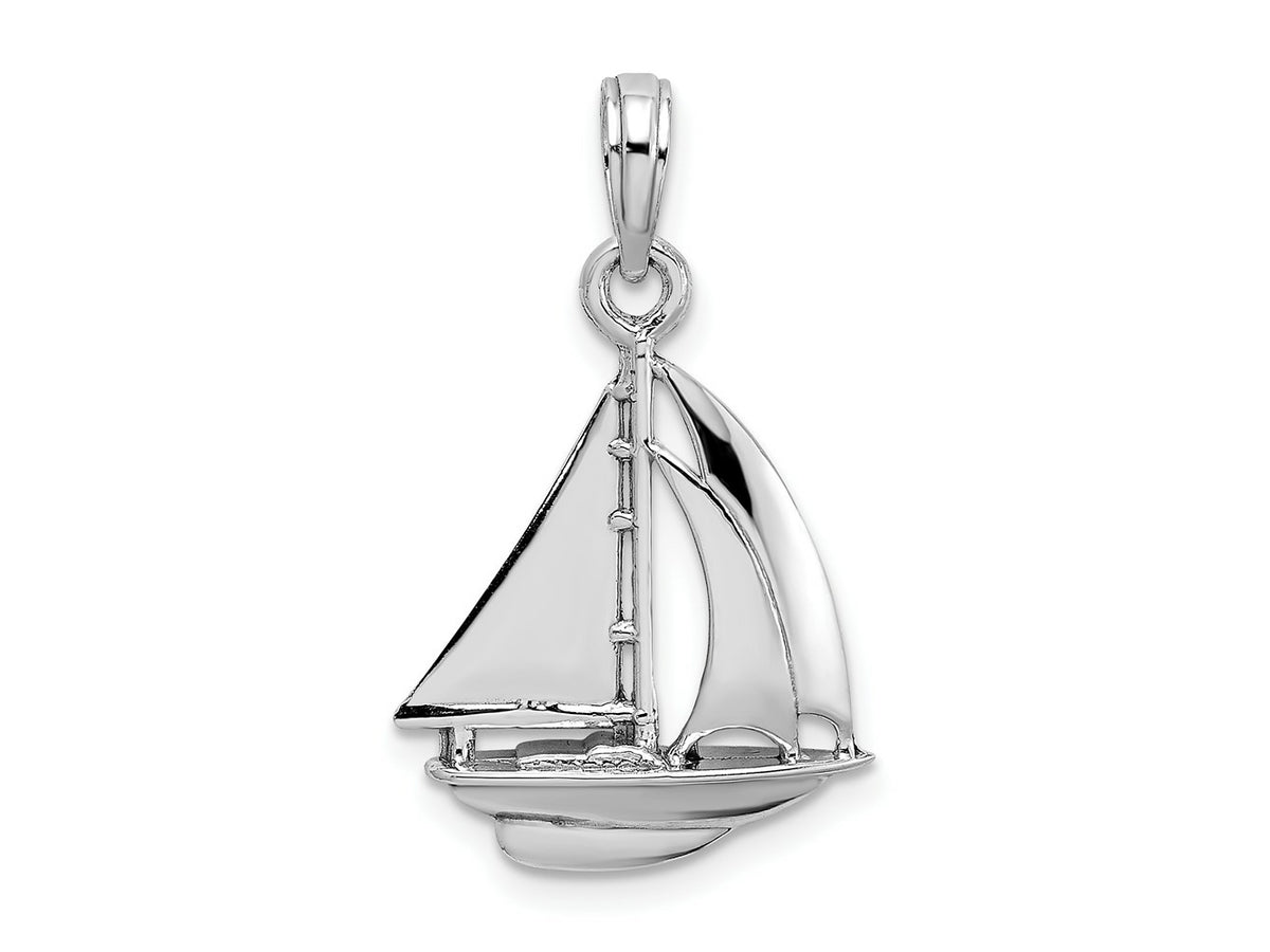FJC Finejewelers 10 kt White Gold Themed Polished 3-D Sailboat Charm 23.8 mm x 15.4 mm