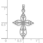 FJC Finejewelers 10 kt White Gold Themed Beaded Cross Charm 23.5 mm x 18.5 mm