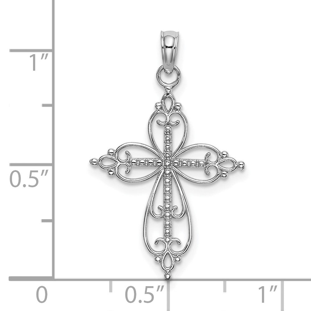FJC Finejewelers 10 kt White Gold Themed Beaded Cross Charm 23.5 mm x 18.5 mm