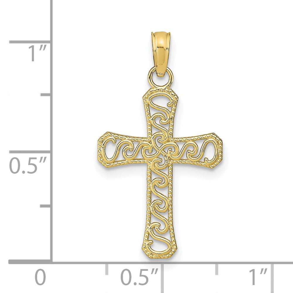 FJC Finejewelers 10 kt Yellow Gold Fancy Cross Charm 20 x 14 mm