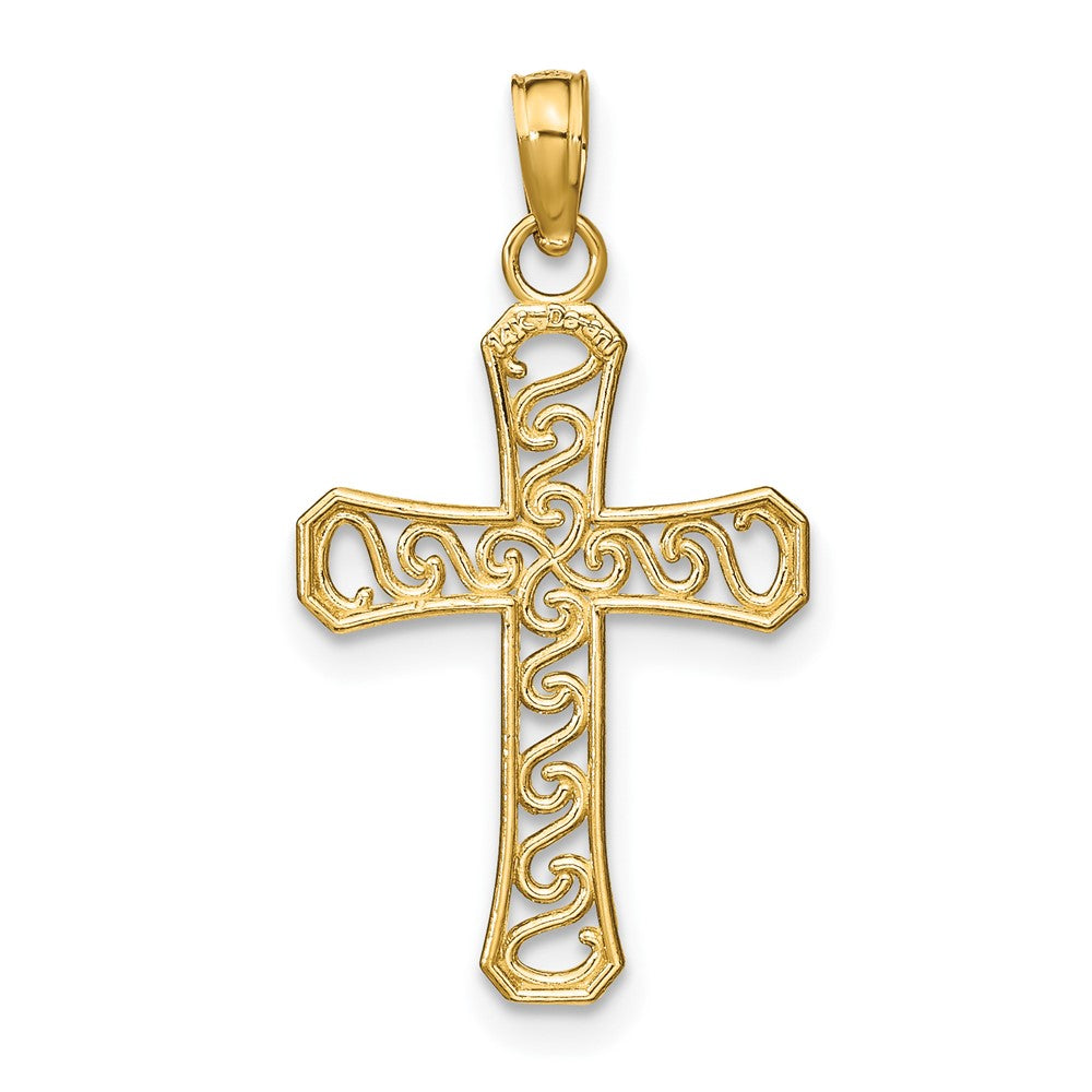FJC Finejewelers 10 kt Yellow Gold Fancy Cross Charm 20 x 14 mm