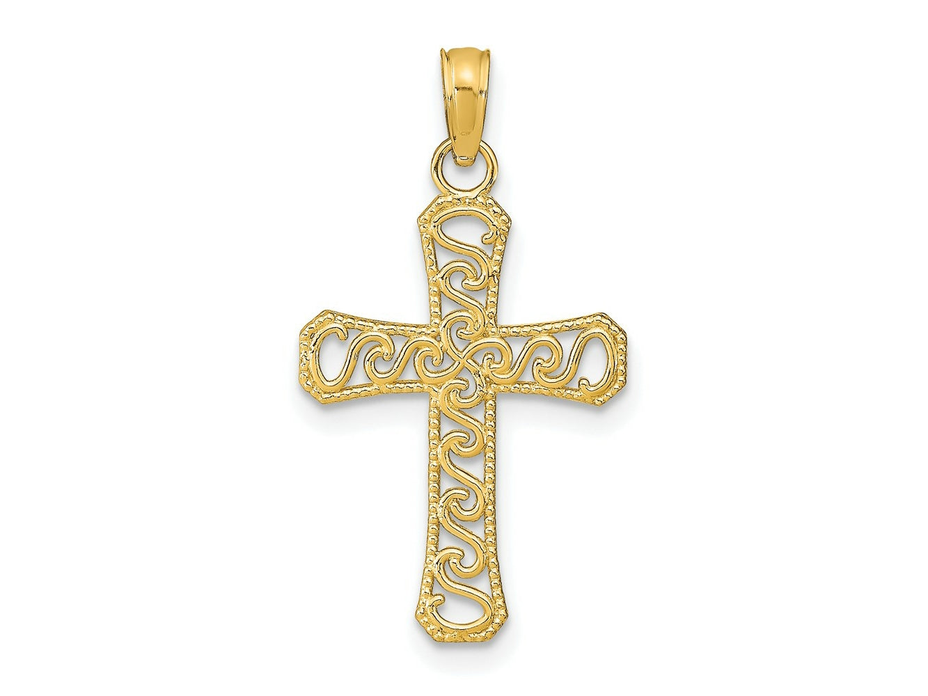 FJC Finejewelers 10 kt Yellow Gold Fancy Cross Charm 20 x 14 mm